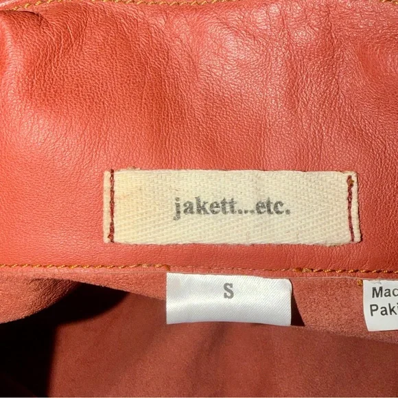 Jakett...etc. Washed Leather Button Front Jacket in Rust - Size Small - Picture 7 of 11